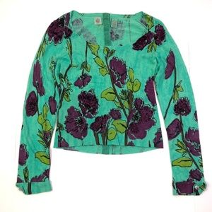 Anthropologie monogram floral long sleeve sweater